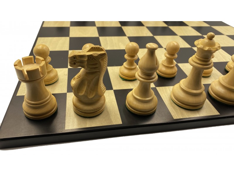 Σκακιέρα ξύλινη 45 Χ 45 εκ. & Ξύλινα πιόνια American staunton ebonized deluxe με ύψος βασιλιά 9.5 εκ & πουγκί φύλαξης