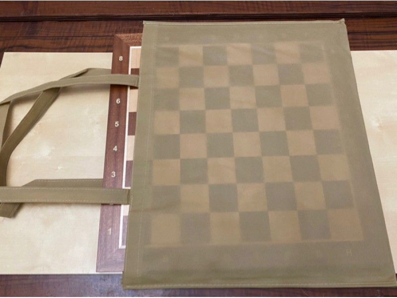 Σκακιέρα ξύλινη μαόνι πλακέτα  50 Χ 50 εκ. (με συντεταγμένες) + ΔΩΡΟ υφασμάτινη τσάντα μεταφοράς