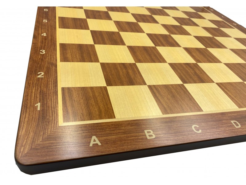 Σκακιέρα ξύλινη τριανταφυλλιά πλακέτα με οβάλ γωνιές (με συντεταγμένες) - διάσταση τετραγώνου 5.5 εκ.