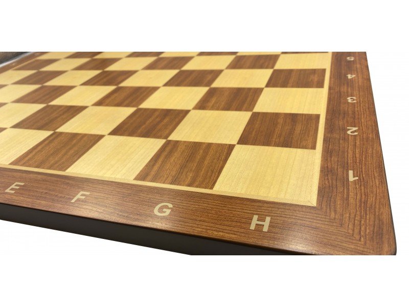Σκακιέρα ξύλινη τριανταφυλλιά πλακέτα με οβάλ γωνιές (με συντεταγμένες) - διάσταση τετραγώνου 5.5 εκ.