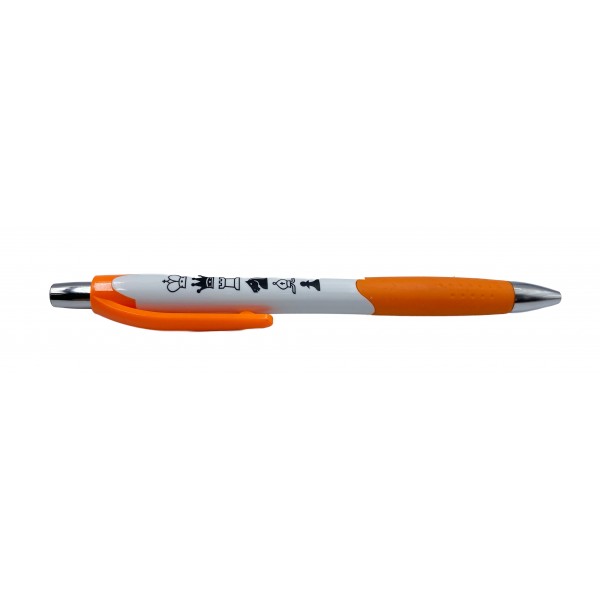 Στυλό με σκακιστικό θέμα - Χρώμα πορτοκαλί - λευκό