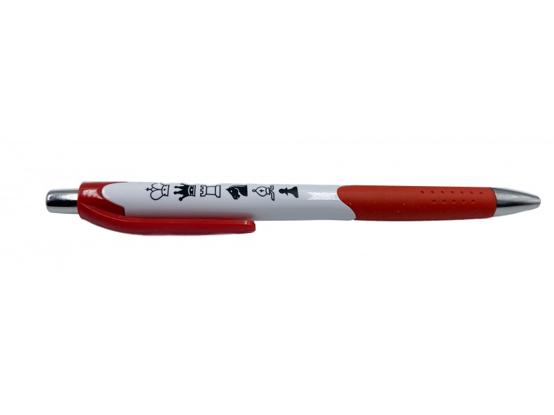 Στυλό με σκακιστικό θέμα -  Χρώμα: λευκό - κόκκινο