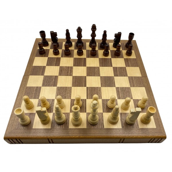 Ξύλινη σκακιέρα Lusius 30 Χ 15.5 X 5.5 εκ. με ξύλινα πιόνια 