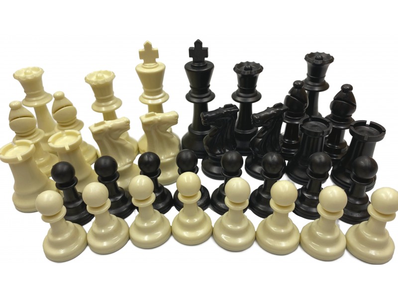 Σκακιέρα ξύλινη Redline τυπώμένη 50 Χ 50 εκ + πιόνια πλαστικά με ύψος βασιλιά 9.5 χωρίς βάρος και 2 πουγκιά φύλαξης