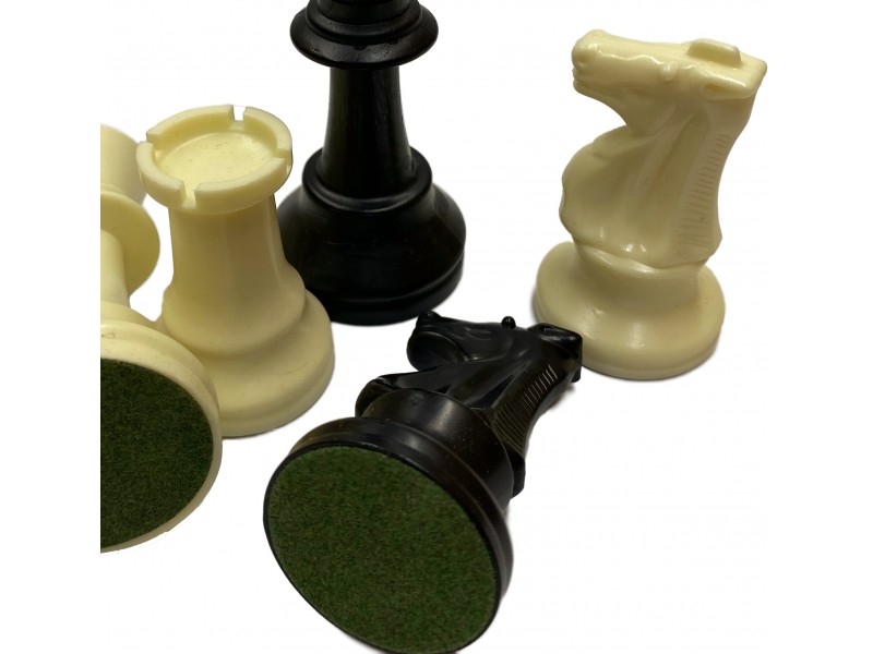 Πλαστικά πιόνια για σκάκι  9.5 εκ. (με τσόχα, και έξτρα βάρος) & 2 πουγκιά αποθήκευσης