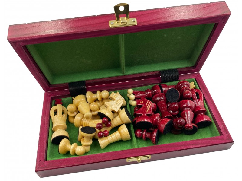 Ξύλινη σκακιέρα γυαλιστερή (glossy) Sereton Pink cherry  - Διάσταση 24 Χ 24 εκ. με ξύλινα πιόνια 