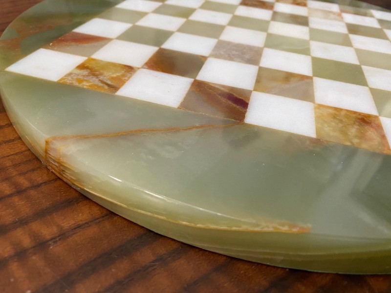 Σκακιέρα από όνυχα στρογγυλή (πράσινη) με διάμετρο 35 εκ 