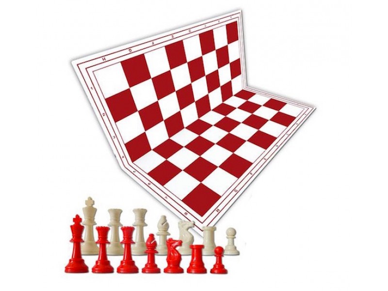 Χρωματιστό πλαστικό σέτ για σκάκι (κόκκινο)