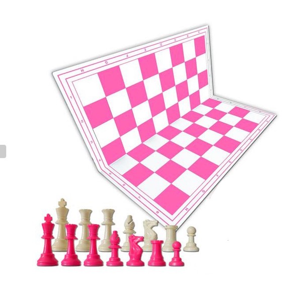Χρωματιστό πλαστικό σέτ για σκάκι (ρόζ)