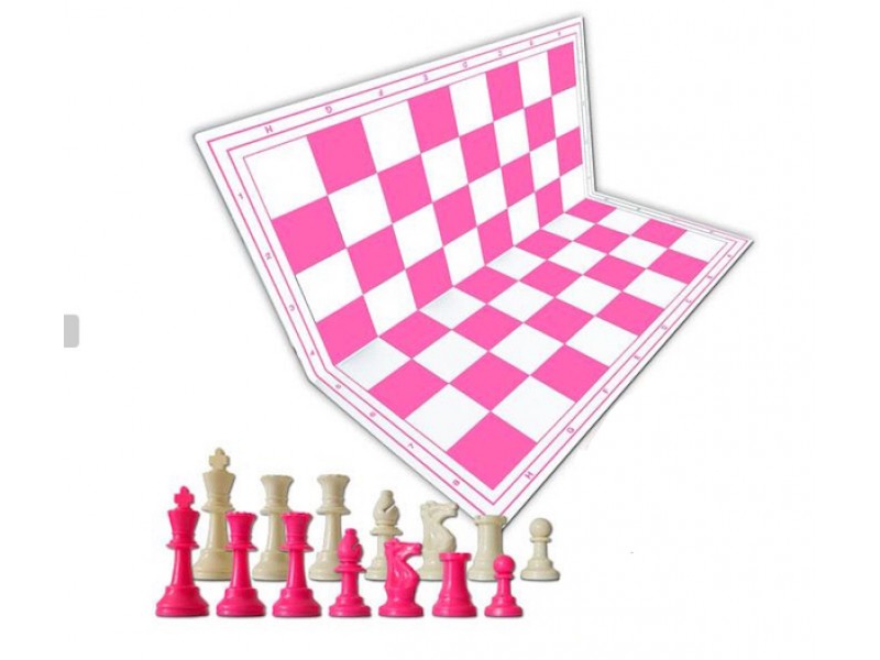 Χρωματιστό πλαστικό σέτ για σκάκι (ρόζ)