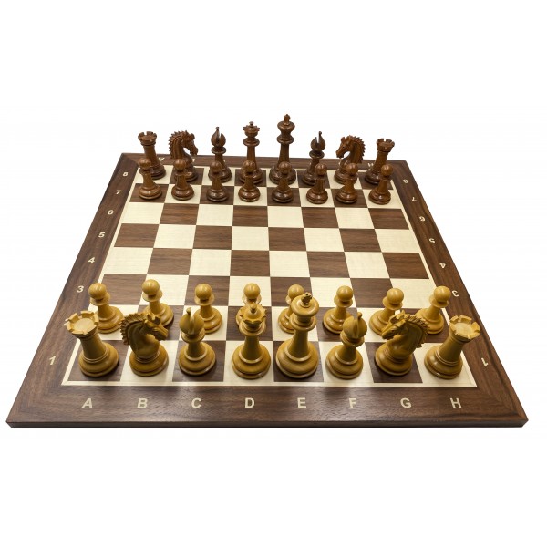 Ξύλινα πιόνια Sheffield knight brown edition με ύψος βασιλιά  10.11 εκ. μαζί με σκακιέρα καρυδιά 50 Χ 50 εκ.