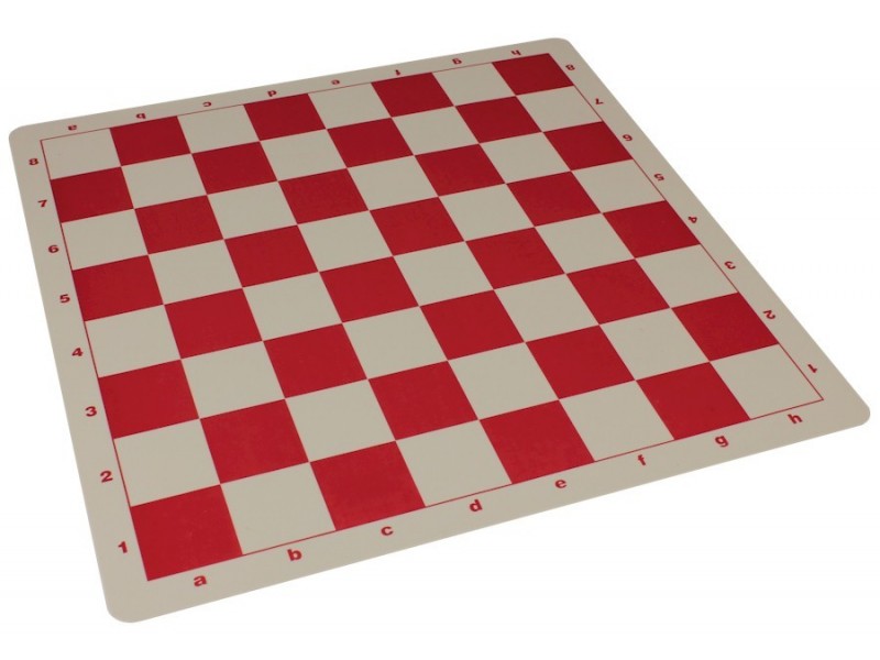 Σκακιέρα βινυλίου κόκκινη 50 Χ 50 μαζί με πλαστικά πιόνια (με βάρος) με ύψος βασιλιά 9.8 εκ.