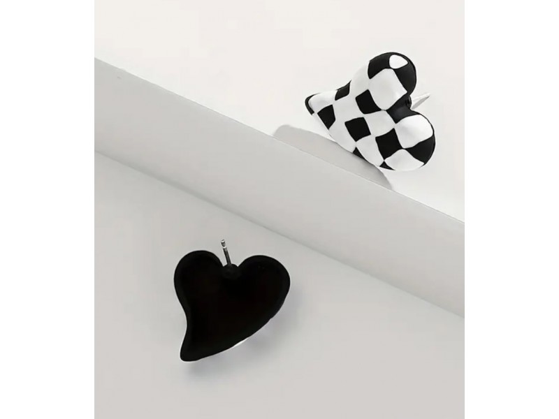 Σκακιστικά σκουλαρίκια σε σχήμα καρδιάς (ζευγάρι)