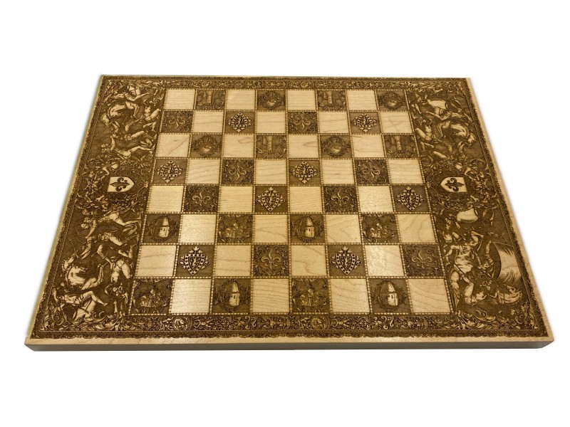 Θεματική ξύλινη σκακιέρα με θέμα "Μεσαίωνας" - Διάσταση 39 Χ 29 εκ.