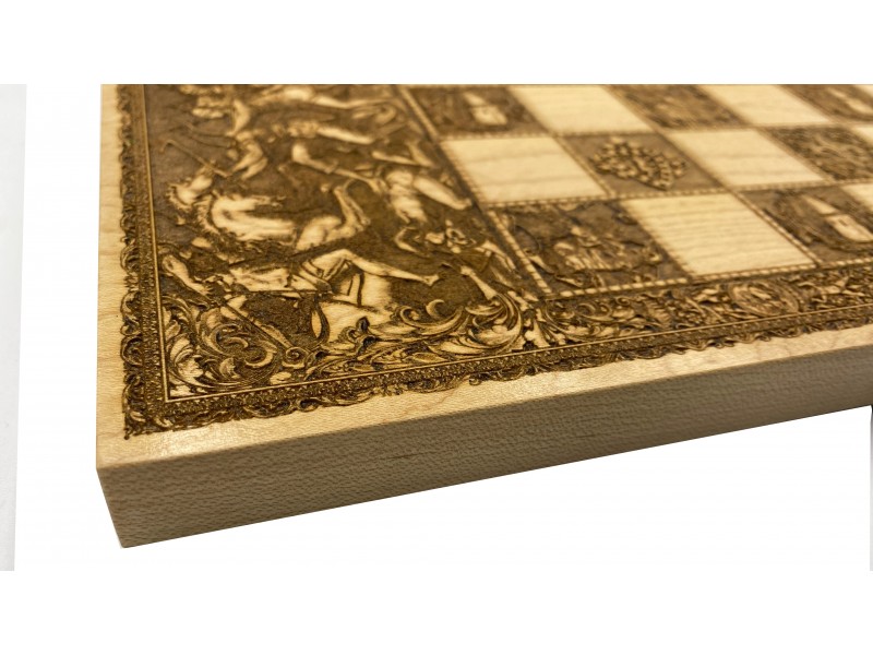 Θεματική ξύλινη σκακιέρα με θέμα "Μεσαίωνας" - Διάσταση 39 Χ 29 εκ.