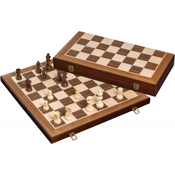 Σκακιέρα ξύλινη σπαστή 52 Χ 52 εκ με ξύλινα πιόνια με βάρος και ύψος βασιλιά 9.8 εκ.