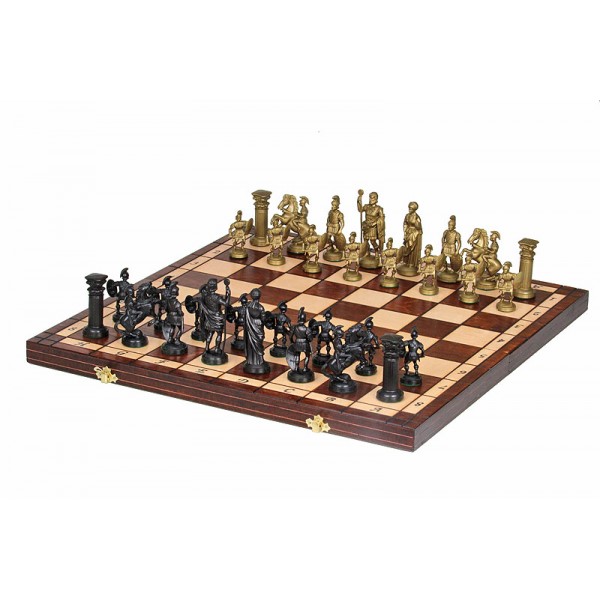 Ξύλινη σπαστή σκακιέρα με πλαστικές ιστορικές φιγούρες - Αρχαία Ελλάδα - 