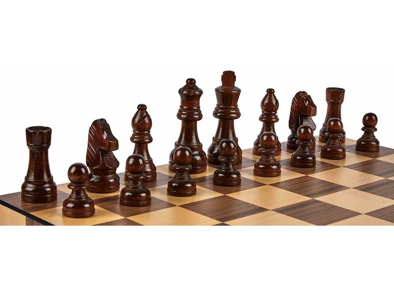 Deluxe ολοκληρωμένο σετ σκάκι  κουτί και πιόνια 36 Χ 36 εκ, με διάσταση τετραγώνου 4.5 εκ καρέ