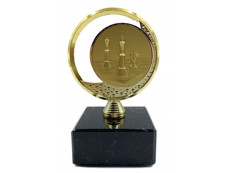 Σκακιστικό βραβείο μεταλλικο με μαρμάρινη βάση - χρυσό