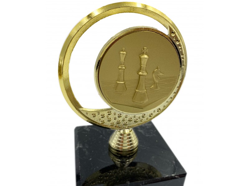 Σκακιστικό βραβείο μεταλλικο με μαρμάρινη βάση - χρυσό