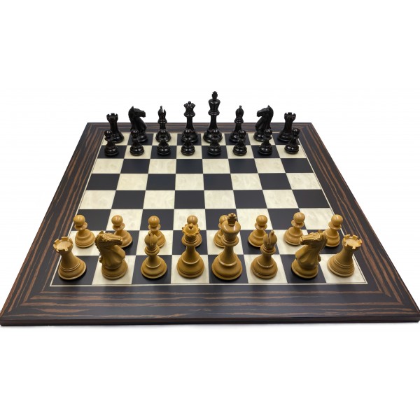Deluxe Glossy σκακιέρα brown-ebony Ferrer 50 X 50 εκ. μαζί με Supreme πιόνια και ύψος βασιλιά 9.5 εκ.