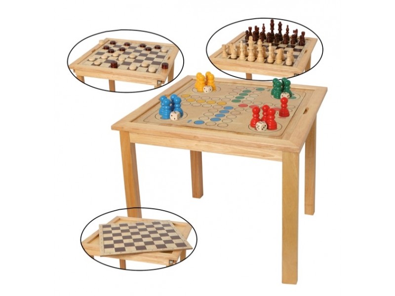 Ξύλινο τραπέζι με Σκάκι γίγας - Ντάμα - γκρινιάρης γίγας