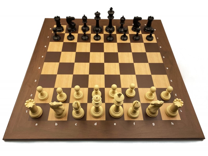 Σκακιέρα τυπώμένη 50 Χ 50 εκ + πιόνια πλαστικά Novak cream γκρι - μαύρα με ύψος βασιλιά 9.8 εκ.  & 2 πουγκιά φύλαξης
