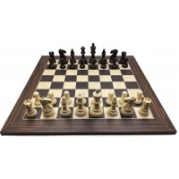 Nero deluxe  σέτ πιόνια και ύψος βασιλιά 9.5 εκ. μαζί με deluxe σκακιέρα brown-ebony Ferrer 50 X 50 εκ.