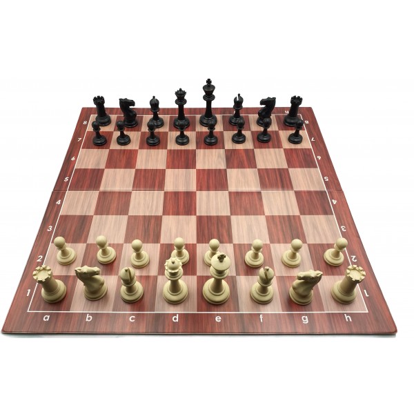 Σπαστή σκακιέρα Deluxe απομίμηση ξύλου 58 Χ 58 εκ. + Σέτ πιόνια Novak 9.8. εκ.