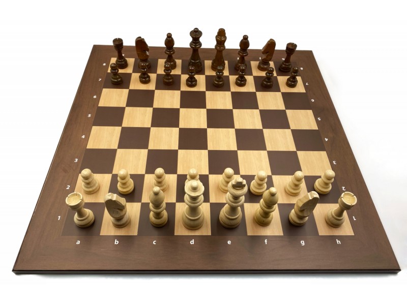 Σκακιέρα ξύλινη τυπώμένη 50 Χ 50 εκ + πιόνια ξύλινα με ύψος βασιλιά 8.9 εκ και κασετίνα φύλαξης