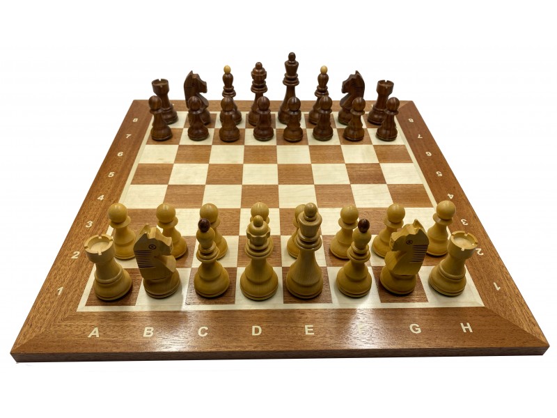 Dubrovnik σετ με ύψος βασιλιά 9 εκ, διπλό βάρος με ξύλινη σκακιέρα με συντεταγμένες 41 Χ 41 εκ.
